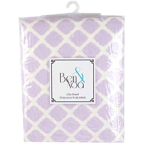 Kushies Soft Cotton Flannel Crib Sheet Made in Canada Lilac Lattice