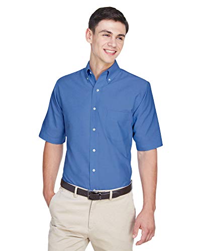 Ultraclub Mens Classic Wrinkle Free Short Sleeve Oxford French Blue Small