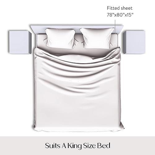 Colorado Home Co Silk King Fitted Sheet Pure White 78X80X15 Inch Deep Pocket