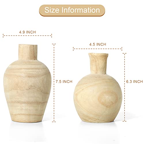 Warm Toast Designs - Wood Vase 2 Vase Set Farmhouse Vases for Decor