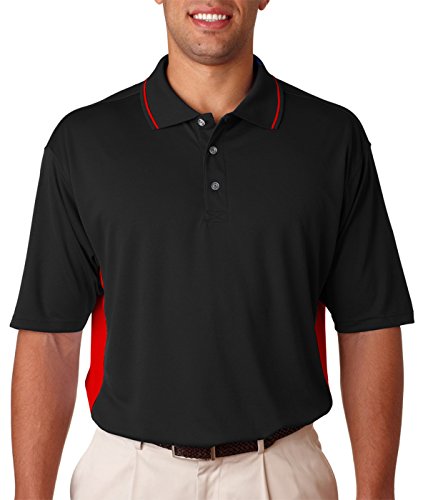 UltraClub Men's Cool & Dry Sport Two-Tone Polo 5XL BLACK/ RED