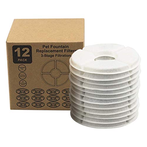 JT Pet Dog and Cat Automatic Fountain Water Bowl Replacement Carbon Filters Pack of 12