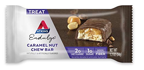 Atkins Endulge Caramel Nut Chew Bar 1g Sugar Fiber Source 5 Count