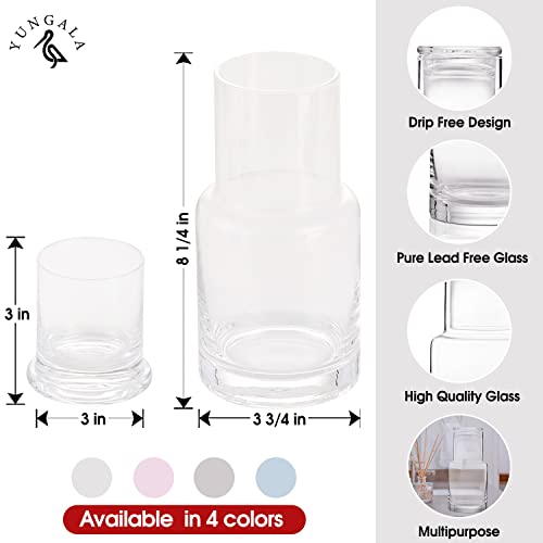 Bedside Water Carafe Clear Glass Carafe With Cup for Nightstand Decor