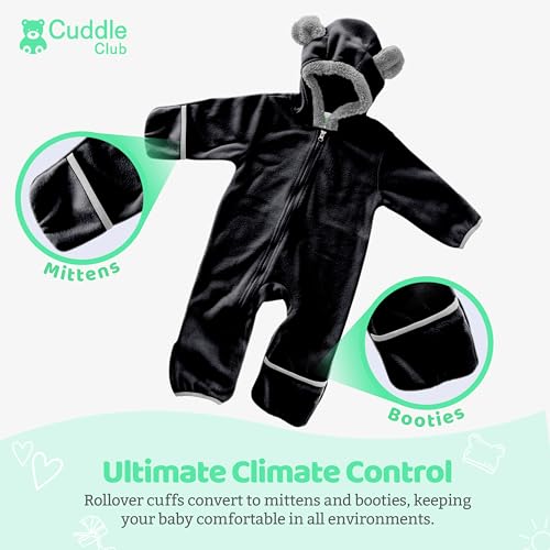 Fleece Baby Bunting Bodysuit – Infant One Piece Kids Hooded Romper Outerwear Toddler Jacket