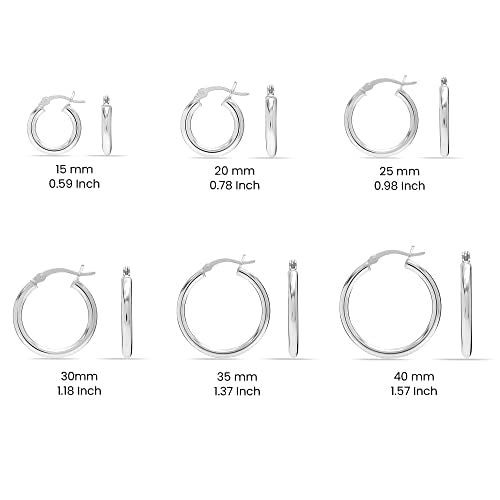 Charmsy 925 Sterling Silver Hoop Earrings Italian 2.5mm for Women 20mm