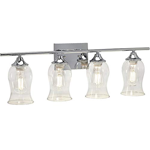 Hamilton Hills 4 Glass Shade Bathroom Vanity Light Fixture 2700k Led Bulbs Included