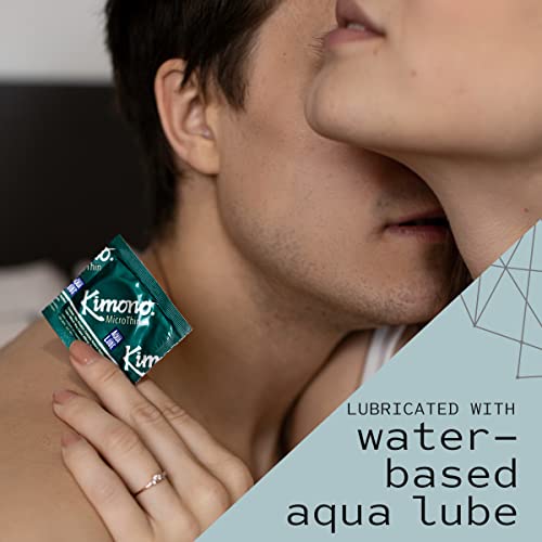 Kimono MicroThin Plus Aqua Lube Condoms I Lubricated with Water Based Lube I Our Thinnest Condoms Ever I 5X Tested, Stronger, Reliable I Made with Odorless Premium Natural Latex I 3 Count