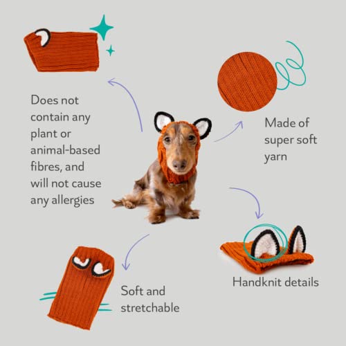 Zoo Snoods Fox Costume for Dogs - Warm No Flap Ear Wrap Hood for Pets, Dog Outfit with Ears for Winters, Halloween