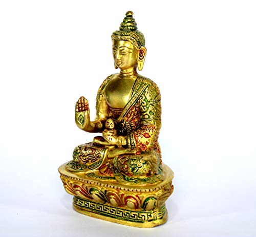 StonKraft 7 Inch Brass Buddha Meditating Idol Statue Figurine Murti