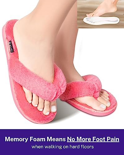 Nearr® Women's Fuzzy Flip Flop Slippers Memory Women Open Toe Spa Slippers