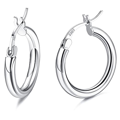 Milacolato 925 Sterling Silver Hoop Earrings Women Girls Tube Hoop Earrings 13mm