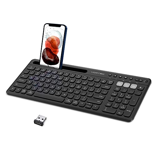 Vortec Wireless Multi Device Bluetooth Keyboard Includes Phone Tablet Holder