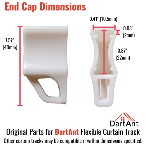 DartAnt End Caps 4 Pack for Flexible Curtain Track, Bendable Room Divider Track. Fits I Profile Straight