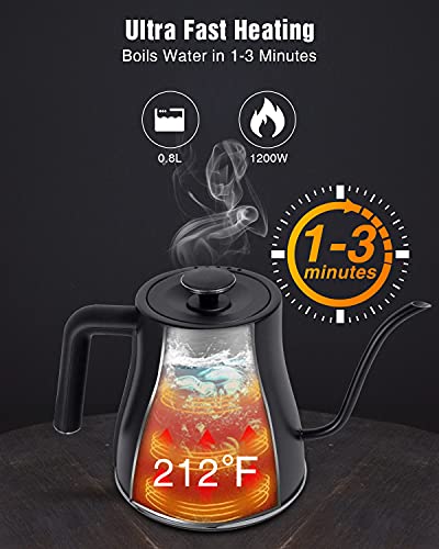 Gooseneck Electric Tea Kettle Variable Temperature Control Matt Black