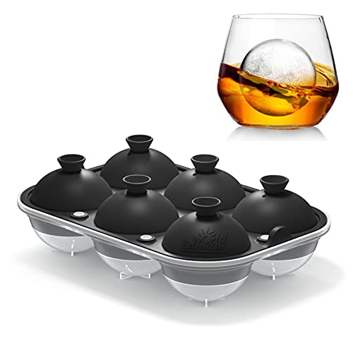 Samuelworld Large Sphere Ice Tray 6 x 2.5 inches Ice Balls Black