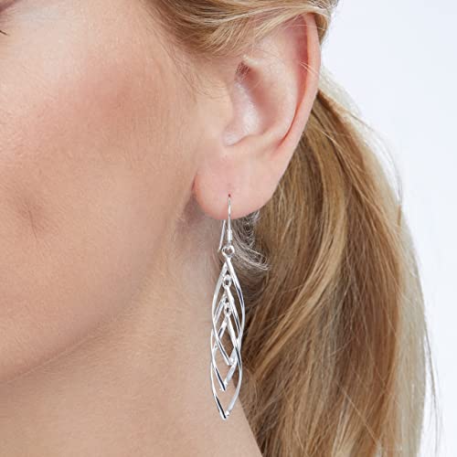 Amazon Collection Sterling Silver Linear Swirl French Wire Earrings