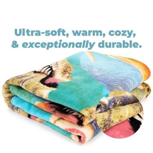 Dawhud Direct Dinosaur Fleece Blanket Queen Size Super Soft Plush 50 X 60 Inch