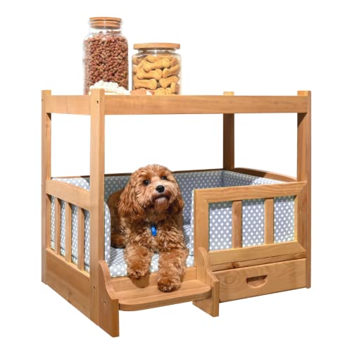 PawHQ Elevated Dog Bed Side Table Wooden Dog Bed Frame with Storage Sofa Bed