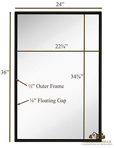 Hamilton Hills 24x36 Inch Black Framed Mirror Large Rectangular Wall Decor