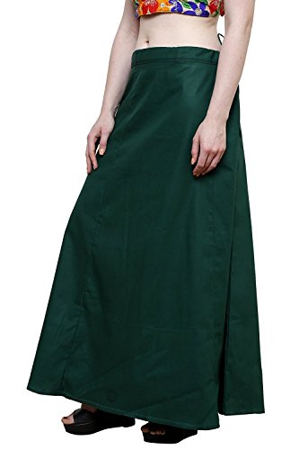 CRAFTSTRIBE Women Solid  Skirt Saree Petticoat Innerwear Dark Green