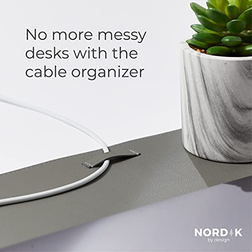 Nordik Leather Desk Mat Cable Organizer Gray 35 X 17 Inch Premium Extended Mouse Mat