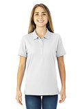 Jerzees Women's 4 Pearl Buttons Collar Polo Shirt, Medium White