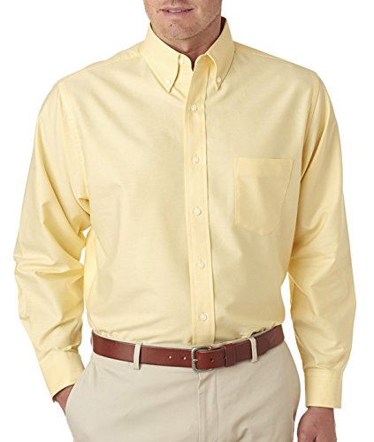Ultraclub Men's Classic Wrinkle Resistant Long Sleeve Oxford Medium Butter Shirts