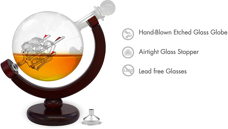 Whiskey Decanter Only Globe Antique Handblown Tequila Decanter Drinks 28oz 850ml