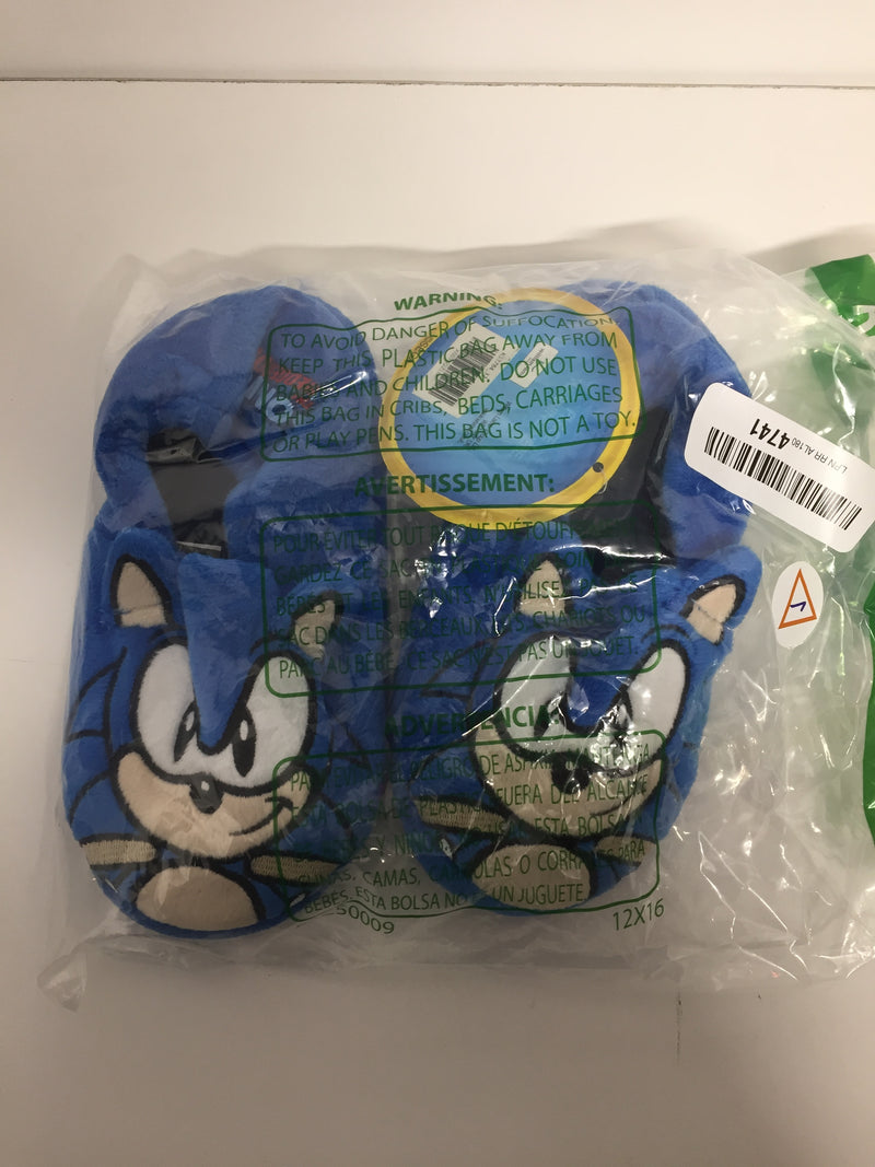 Sonic The Hedgehog Embroidered  Face 3d Ears Kids Character Slipper Numeric 13 Point Blue Pair Of Shoes