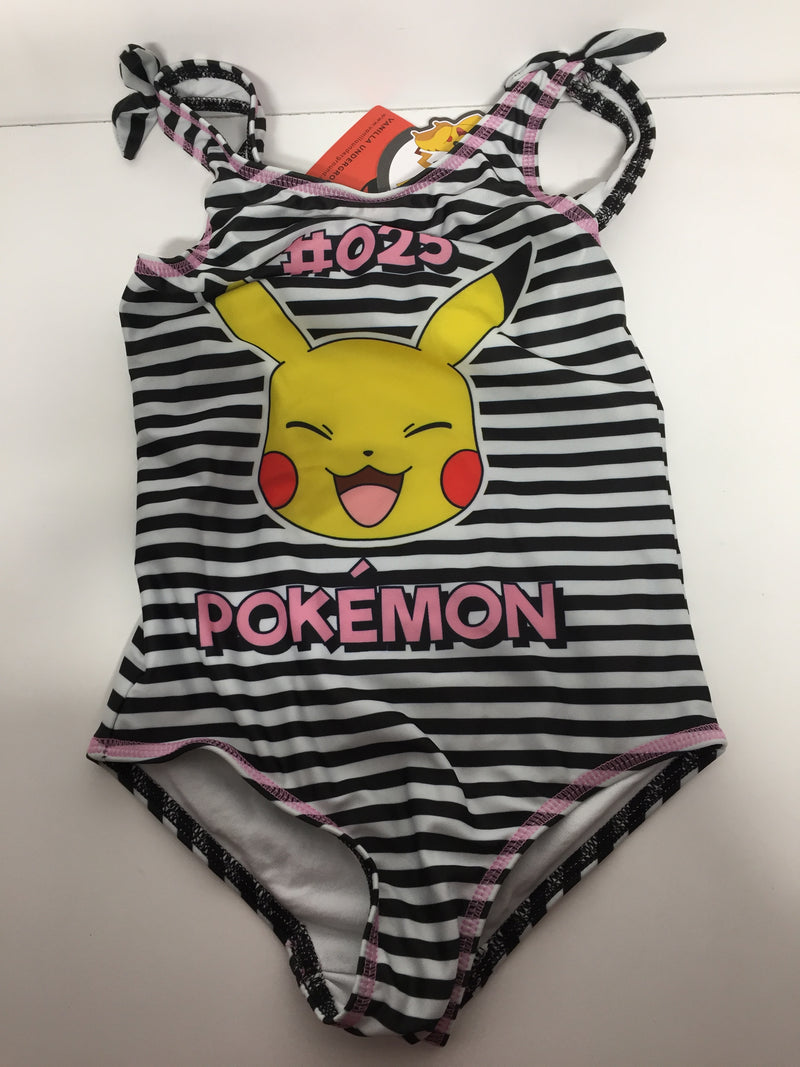 Pokemon Swimsuit Girls Pikachu Black & White Swimming Costume Kids 5-6 Years