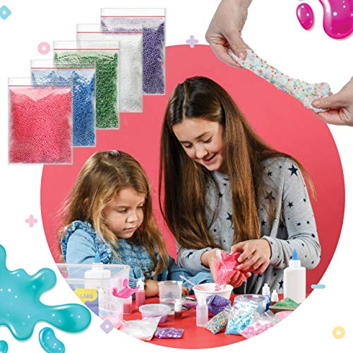 Kicko Slime Making Set Unicorn DIY - 88 Piece Kit with Storage Box - Fluffy, Beads, Glitter, Glue, Glow in The Dark, Color Dyes - for Boys, Girls, Party Favors