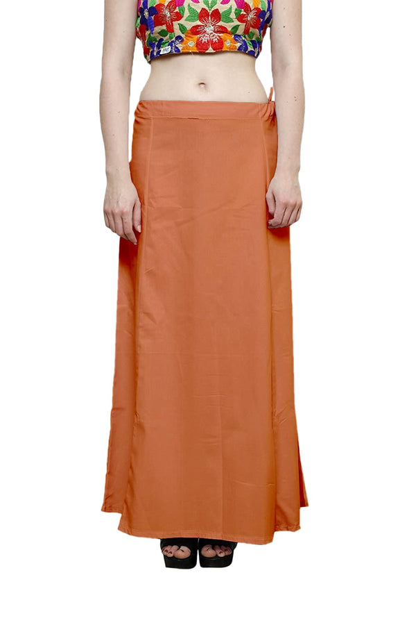 Craftstribe Women Innerwear Saree Petticoat Cotton Skirt Sari Innerwear Orange