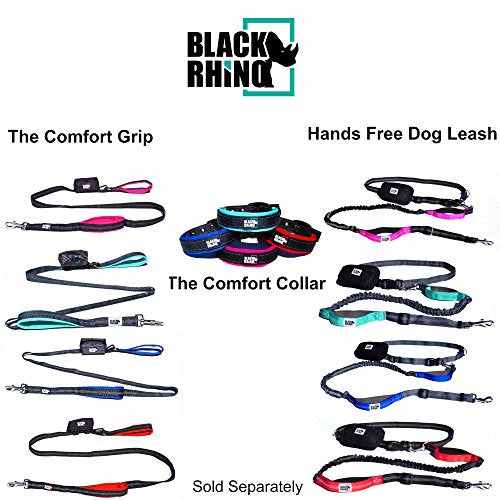 Black Rhino - The Comfort Collar Ultra Soft Neoprene Padded Dog Collar for All Breeds - Heavy Duty Adjustable Reflective Weatherproof (Medium, Aqua/Grey)