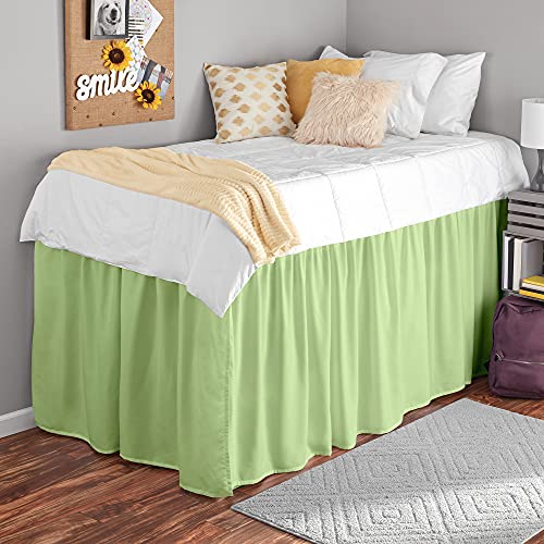 Sage Twin Xl/32 Drop College Dorm Dust Ruffled Bed Skirt