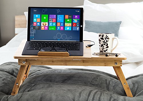 Aleratec Adjustable Laptop Stand Cooling Portable Multi Functional Table Bamboo