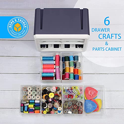 Bins Things Mini Desk Organizer 6 Drawers Dividers Crafts Sewing Cabinet