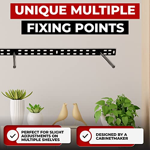 Set of 2 Floating Shelf Brackets 38 inch Multiple Mounting Location Hit 3 Studs Heavy Duty Perfect Bracket for Long Shelf/ Hidden Wall Shelves Support Hardware Kitchen/Living Room/Office(10 inch Rods)