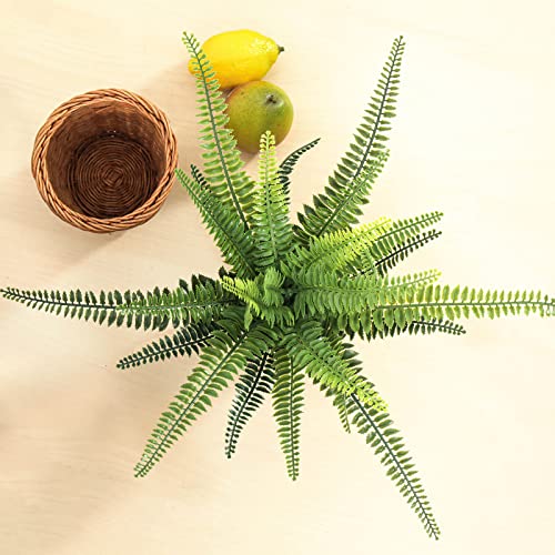 LuckyGreenery Artificial Boston Fern Plant Potted Indoor Outdoor Decor Green