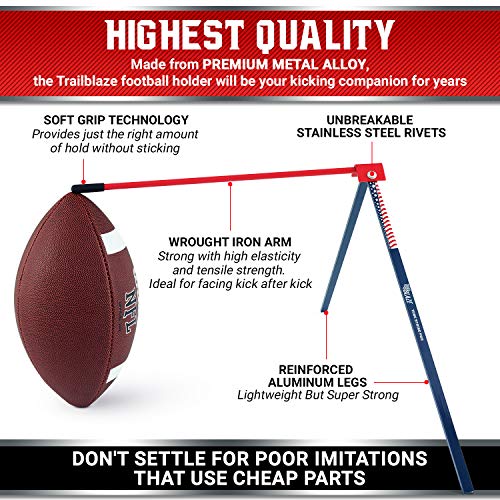 Trailblaze Football Kicking Tee True Strike Pro | Football Kicking Stand | Football Tee Holder Compatible for All Ball Sizes | Super Strong Portable Football Field Goal Stand with Improvement Tracker