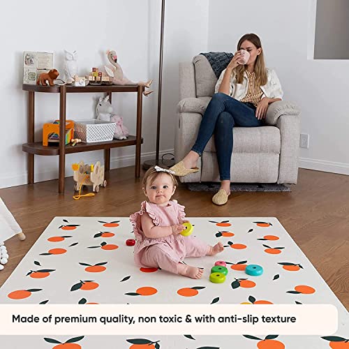 CHILDLIKE BEHAVIOR Baby Play Mat - Play Pen Tummy Time Mat & Crawling Mat Foam Play Mat for Baby with Interlocking Floor Tiles 72x48 Inches Puzzle- Baby Floor Mat Infants & Toddlers (X-Large, Oranges)