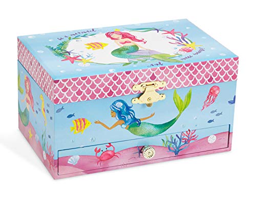 Jewelkeeper Mermaid Music Box & Little Girls Jewelry Set - 3 Mermaid Gifts for Girls - Jewelry Box for Girls
