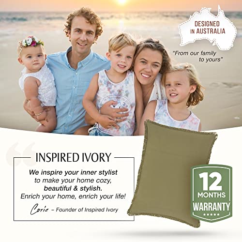 INSPIRED IVORY Khaki Green Lumbar Pillow Cover 12x20 Inch Modern Farmhouse
