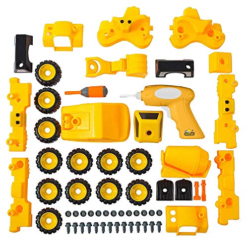 BUILD ME 3 Take Apart Construction Trucks Sounds Battery Powered Drill Yellow