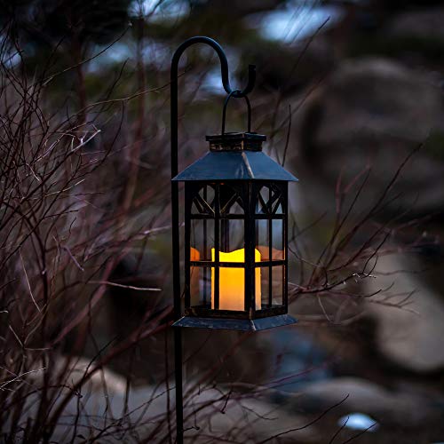 Steadydoggie Solar Lantern Outdoor Antique Metal and Glass Bronze Finish