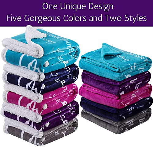 Love You Mom Blanket, Mom Birthday Gifts from Daughter or Son, Mothers Day Gift Ideas, Throw Blanket with Words of Appreciation 60x50 Inches (Purple Violet, Sherpa)
