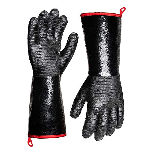 932°F Extreme Heat Resistant Gloves for Grill BBQ, Oil Resistant Neoprene Coating（14-Inch ）