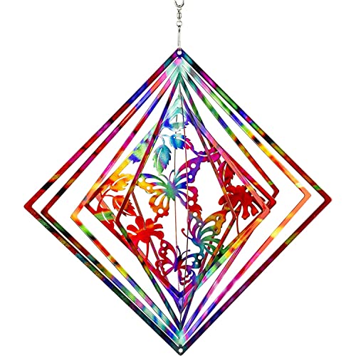 Dawhud Direct Rainbow Butterfly Kinetic Wind Spinners for Yard and Garden