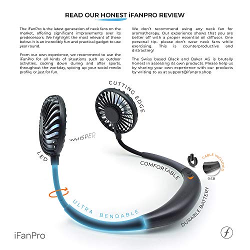IFanpro Neck Fan Handsfree Battery Operated Rechargeable Portable Black
