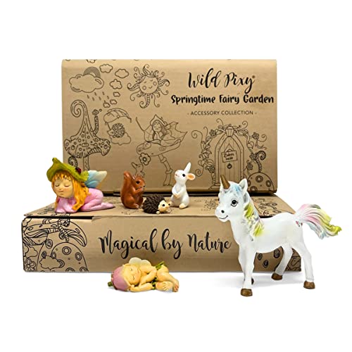 Fairy Garden Set - Baby Miniature Fairy Garden Accessories Kit Springtime Collection with Gorgeous Baby Garden Fairies and Garden Animals Indoor Ornaments or Outdoor Figurines